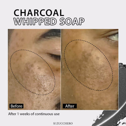 Charcoal whipped soap results